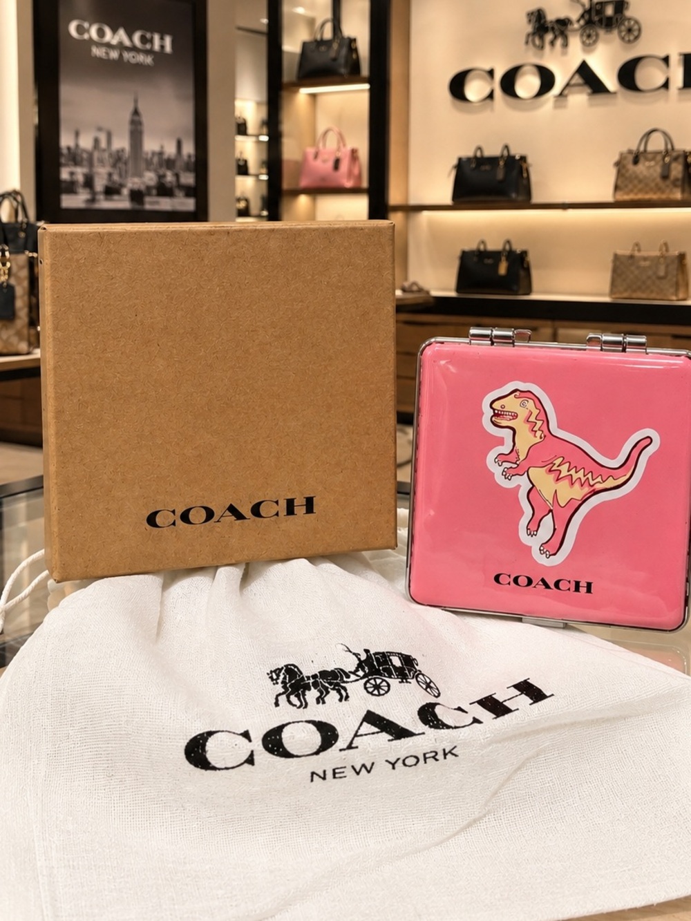 Coach Pink Rexy Compact Mirror NIB